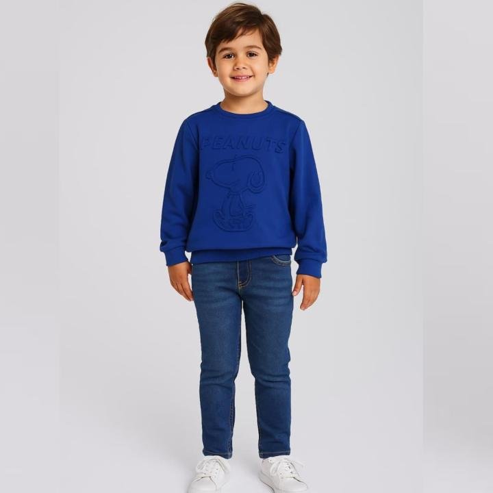 Boys Self Embosed Print Regular Fit Sweatshirt