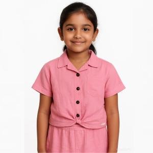 pink linen crop top girls