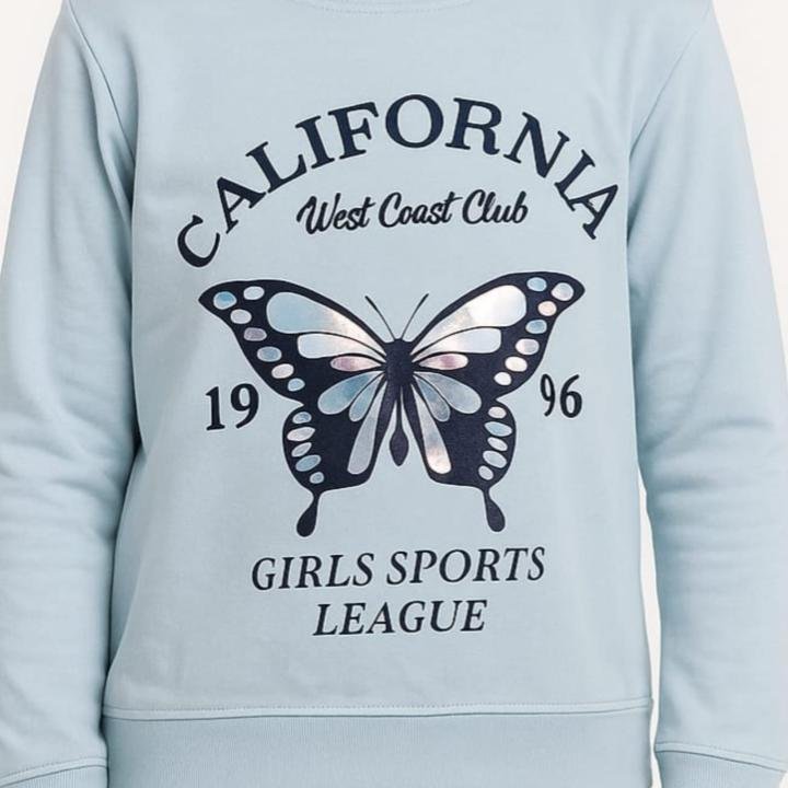 Girls Typographic Print Regular Fit Sweatshirt