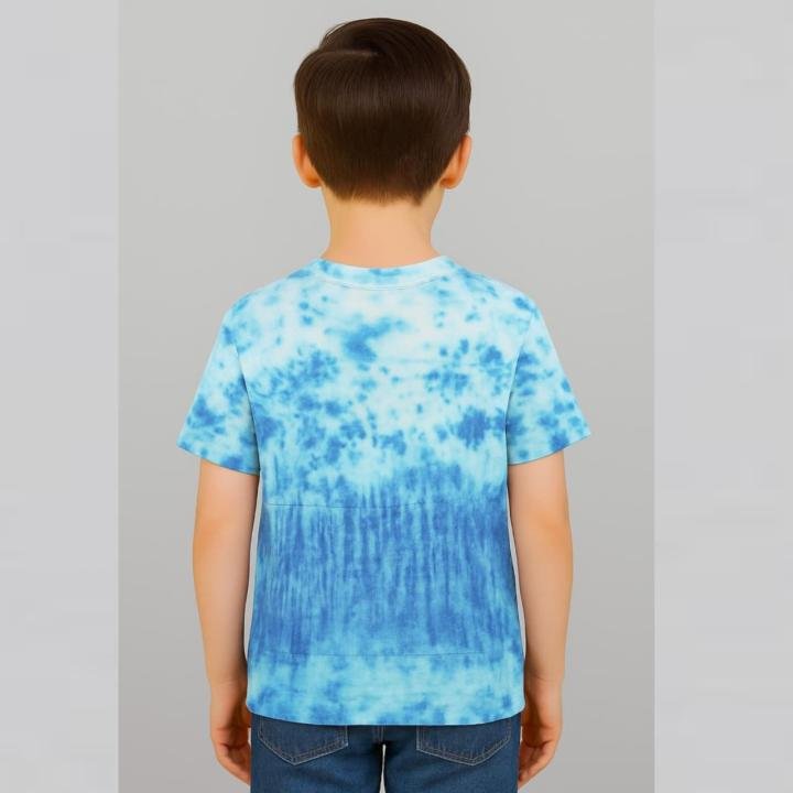 Two-Tone Ombre Blue Tie-Dye T-Shirt for Kids | Ocean Cloud Cotton Tee